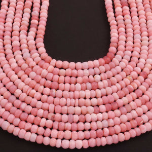 1 Strand Pink Opal  Faceted Roundells Shape- Semi Precious Gemstone Pink Opal Roundells Beads- 5mm-6mm-12 Inches BR01436