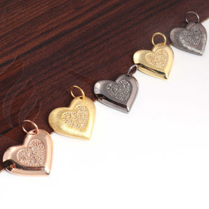 1 Pc Pave Diamond Heart Charm Pendant, 925 Sterling Silver, Rose & Yellow Gold Vermeil Heart Pendant Pave Diamond Jewelry 21mmx24mm You Choose PDC000 - Tucson Beads