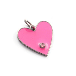 1 Pc Pave Diamond Multi Color Bakelite Heart Pendant, 925 Sterling Silver Pendant, Pave Diamond Jewelry 25mm PDC00117 - Tucson Beads