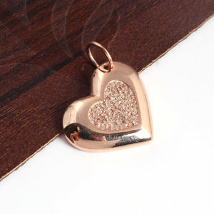 1 Pc Pave Diamond Heart Charm Pendant, 925 Sterling Silver, Rose & Yellow Gold Vermeil Heart Pendant Pave Diamond Jewelry 24mmx20mm You Choose PDC00368 - Tucson Beads