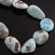 1 Strand Larimar Tumble Smooth Briolettes -Semi Precious Gemstone Nuggets Beads- 19mmx13mm-34mmx13mm- 8.5 Inches- BR01783