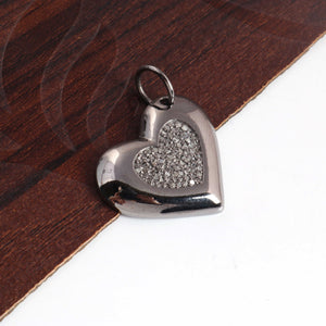 1 Pc Pave Diamond Heart Charm Pendant, 925 Sterling Silver, Rose & Yellow Gold Vermeil Heart Pendant Pave Diamond Jewelry 21mmx24mm You Choose PDC000 - Tucson Beads