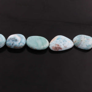 1 Strand Larimar Tumble Smooth Briolettes -Semi Precious Gemstone Nuggets Beads- 19mmx16mm-28mmx19mm- 8.5 Inches- BR01782