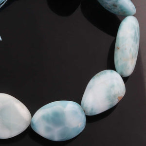 1 Strand Larimar Tumble Smooth Briolettes -Semi Precious Gemstone Nuggets Beads- 17mmx16mm-24mmx16mm- 8.5 Inches- BR01781