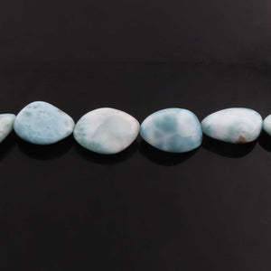 1 Strand Larimar Tumble Smooth Briolettes -Semi Precious Gemstone Nuggets Beads- 17mmx16mm-24mmx16mm- 8.5 Inches- BR01781