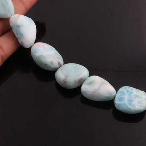 1 Strand Larimar Tumble Smooth Briolettes -Semi Precious Gemstone Nuggets Beads- 22mmx17mm-28mmx18mm- 8.5 Inches- BR01780