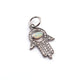 1 Pc Pave Diamond Multi Stone Hamsa 925 Sterling Silver, Rose & Yellow Gold Vermeil Pendant, Pave Diamond Jewelry 23mmx14mm PDC00082 - Tucson Beads