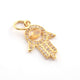 1 Pc Pave Diamond Multi Stone Hamsa 925 Sterling Silver, Rose & Yellow Gold Vermeil Pendant, Pave Diamond Jewelry 23mmx14mm PDC00082 - Tucson Beads