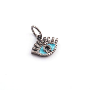 1 Pc Pave Diamond Multi Color Bakelite Evil Eye Charm 925 Sterling Silver  Pendant - 15mmx11mm PDC00203 - Tucson Beads