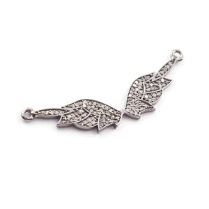 1 Pc Pave Diamond Wing Double Bail Pendant - Feather Antique Finish Pendant 37mmx7mm PDC00024 - Tucson Beads