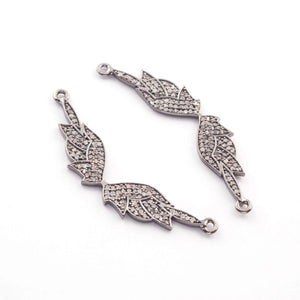 1 Pc Pave Diamond Wing Double Bail Pendant - Feather Antique Finish Pendant 37mmx7mm PDC00024 - Tucson Beads