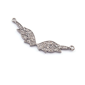 1 Pc Pave Diamond Wing Double Bail Pendant - Feather Antique Finish Pendant 37mmx7mm PDC00024 - Tucson Beads