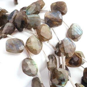 1 Strand Labradorite Faceted Cushion Shape Briolettes  -Semi Precious Gemstone Cushion Shape Briolettes Beads 12mmx12mm-14mmx13mm -8.5 Inches BR03692