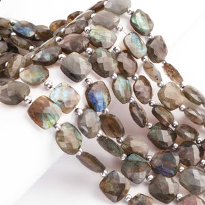 1 Strand Labradorite Faceted Cushion Shape Briolettes  -Semi Precious Gemstone Cushion Shape Briolettes Beads 12mmx12mm-14mmx13mm -8 Inches BR03694