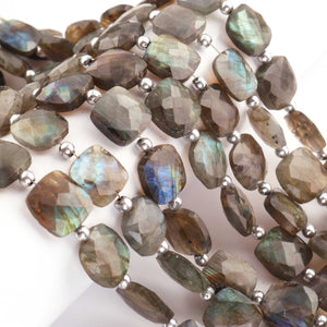 1 Strand Labradorite Faceted Cushion Shape Briolettes  -Semi Precious Gemstone Cushion Shape Briolettes Beads 12mmx12mm-14mmx13mm -8 Inches BR03694