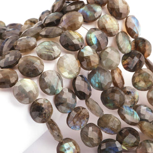 1 Strand Labradorite Faceted Coin Shape Briolettes  -Semi Precious Gemstone Coin Shape Briolettes Beads 12mmx12mm-13mmx13mm -8 Inches BR03691