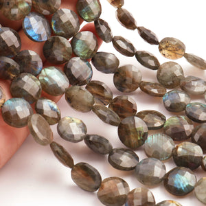 1 Strand Labradorite Faceted Coin Shape Briolettes  -Semi Precious Gemstone Coin Shape Briolettes Beads 12mmx12mm-13mmx13mm -8 Inches BR03691