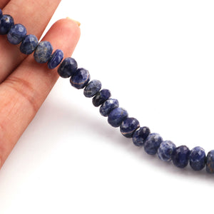 1 Long Strand Lapis Faceted Rondelles  - Gemstone Rondelles 8mm-10mm 8 Inches BR2108