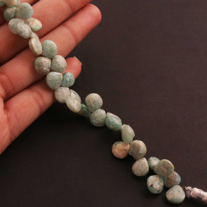 1 Strand Amazonite  Faceted Heart Briolettes - Amazonite Heart Shape Briolettes  8mmx7mm-13mmx9mm 7 Inches BR2113