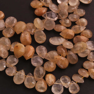 1 Strand Golden Rutile Faceted Briolettes -Pear Shape Briolettes - 15mmx7mm - 8 Inches BR2130