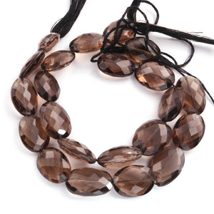 1 Strand Smoky Quartz Faceted Oval Briolettes - Center Drill Ovel Beads 18mmx13mm-20mmx14mm 8 Inches BR2133