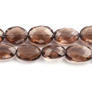 1 Strand Smoky Quartz Faceted Oval Briolettes - Center Drill Ovel Beads 18mmx13mm-20mmx14mm 8 Inches BR2133