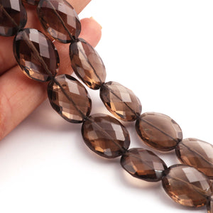 1 Strand Smoky Quartz Faceted Oval Briolettes - Center Drill Ovel Beads 18mmx13mm-20mmx14mm 8 Inches BR2133