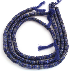 1 Long Strand Lapis Lazuli Faceted Heishi Briolettes - Wheel Beads  6mmx10mm 13 Inches BR2122