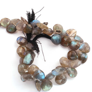 1 Strand Labradorite Faceted Heart Briolettes - Labradorite Heart Briolettes -13mm-12mm - 11mm-9mm-9 Inches BR2131