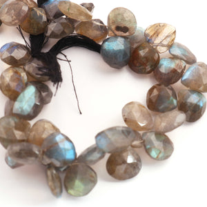 1 Strand Labradorite Faceted Heart Briolettes - Labradorite Heart Briolettes -13mm-12mm - 11mm-9mm-9 Inches BR2131