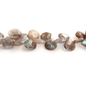 1 Strand Labradorite Faceted Heart Briolettes - Labradorite Heart Briolettes -13mm-12mm - 11mm-9mm-9 Inches BR2131