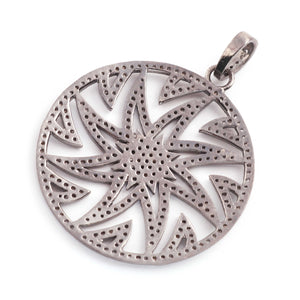 1 Pc Pave Diamond Round Shape Star Pendant Over 925 Sterling Silver- Necklace Pendant 45mmx40mm PD102