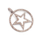 1 Pc Pave Diamond With  Bakelite Star Round With Star Shape Pendant Over 925 Sterling Silver 38mmx35mm PD672