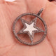 1 Pc Pave Diamond With  Bakelite Star Round With Star Shape Pendant Over 925 Sterling Silver 38mmx35mm PD672