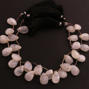 1 Strand White Rainbow Moonstone Faceted Briolettes  -Pear Drop Briolettes  17mmx14mm-12mmx12mm 8 Inches BR2147