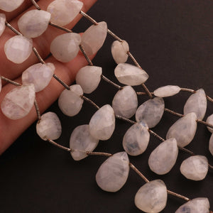 1 Strand White Rainbow Moonstone Faceted Briolettes  -Pear Drop Briolettes  17mmx14mm-12mmx12mm 8 Inches BR2147