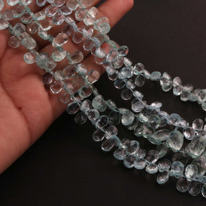 1 Strand Aquamarine Faceted Briolettes - Pear Shape Briolettes - 7mmx5mm-13mmx8mm-7.5 Inches BR2150