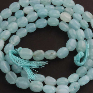 1 Long Strand Aqua Chalcedony  Smooth Briolettes -Oval Shape Briolettes - 7mmx6mm-9mmx7mm - 12.5 Inches BR2144