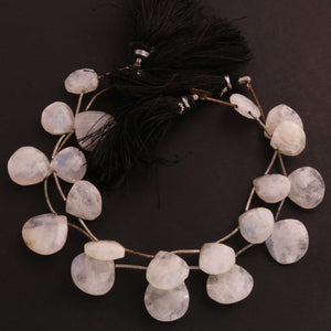 1 Strand White Rainbow Moonstone Faceted Briolettes  -Heart Shape Briolettes  17mmx10mm-12mmx12mm 7 Inches BR2149