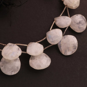 1 Strand White Rainbow Moonstone Faceted Briolettes  -Heart Shape Briolettes  17mmx10mm-12mmx12mm 7 Inches BR2149