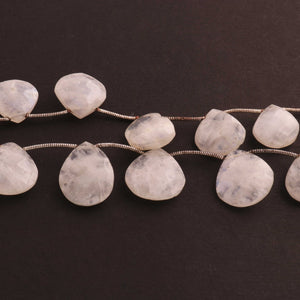 1 Strand White Rainbow Moonstone Faceted Briolettes  -Heart Shape Briolettes  17mmx10mm-12mmx12mm 7 Inches BR2149