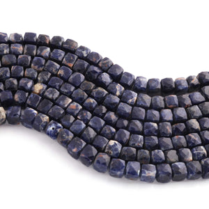 1 Long Strand Lapis Faceted Cube Briolettes  - Gemstone Briolettes  7mm-9mm 9 Inches BR2173