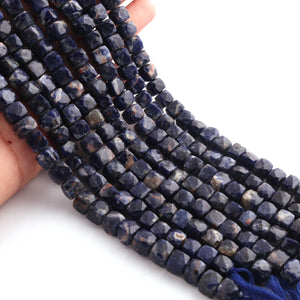 1 Long Strand Lapis Faceted Cube Briolettes  - Gemstone Briolettes  7mm-9mm 9 Inches BR2173