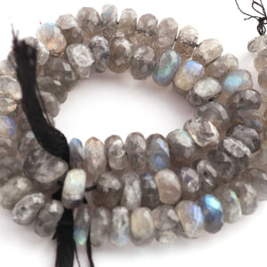 1 Strand Labradorite  Faceted Rondelles -Semi Precious Gemstone Rondelles Beads 8mm- 9mm 13.5 Inches BR2187