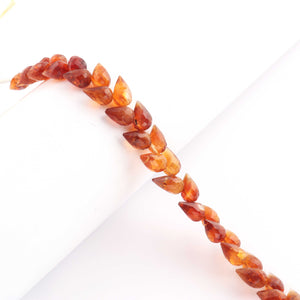 1 Strand Natural Shaded Hessonite Faceted Tear Drop Briolettes - Semi Precious Gemstone Water Drop- Beautiful Jewelry Making Briolettes Beads - 8mmx5mm-9mmx5mm - 7 Inches - BR3564