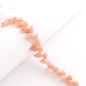 1 Strand Natural Peach Moonstone Faceted Tear Drop Briolettes - Semi Precious Gemstone Water Drop- Beautiful Jewelry Making Briolettes Beads - 9mmx6mm-10mmx7mm - 7 Inches - BR3565