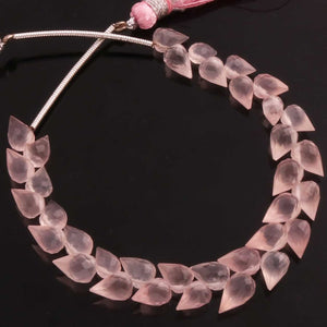 1 Strand Natural Rose Quartz Faceted Tear Drop Briolettes - Semi Precious Gemstone Water Drop- Beautiful Jewelry Making Briolettes Beads - 6mmx4mm-8mmx5mm - 7 Inches - BR3567