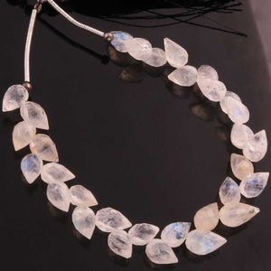 1 Strand Natural White Rainbow Moonstone Faceted Tear Drop Briolettes - Semi Precious Gemstone Water Drop- Beautiful Jewelry Making Briolettes Beads - 9mmx5mm-7mmx5mm - 7 Inches - BR3577