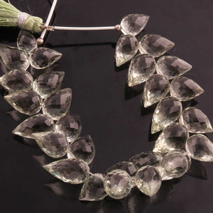 1 Strand Natural Green Amethyst Faceted Tear Drop Briolettes - Semi Precious Gemstone Water Drop- Beautiful Jewelry Making Briolettes Beads - 10mmx6mm-15mmx8mm - 7.5 Inches - BR3524