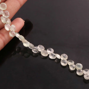 1 Strand Prehnite Faceted Briolettes - Heart Shape Briolettes -7mmx6mm-11mmx11mm - 8.5 inches BR02011